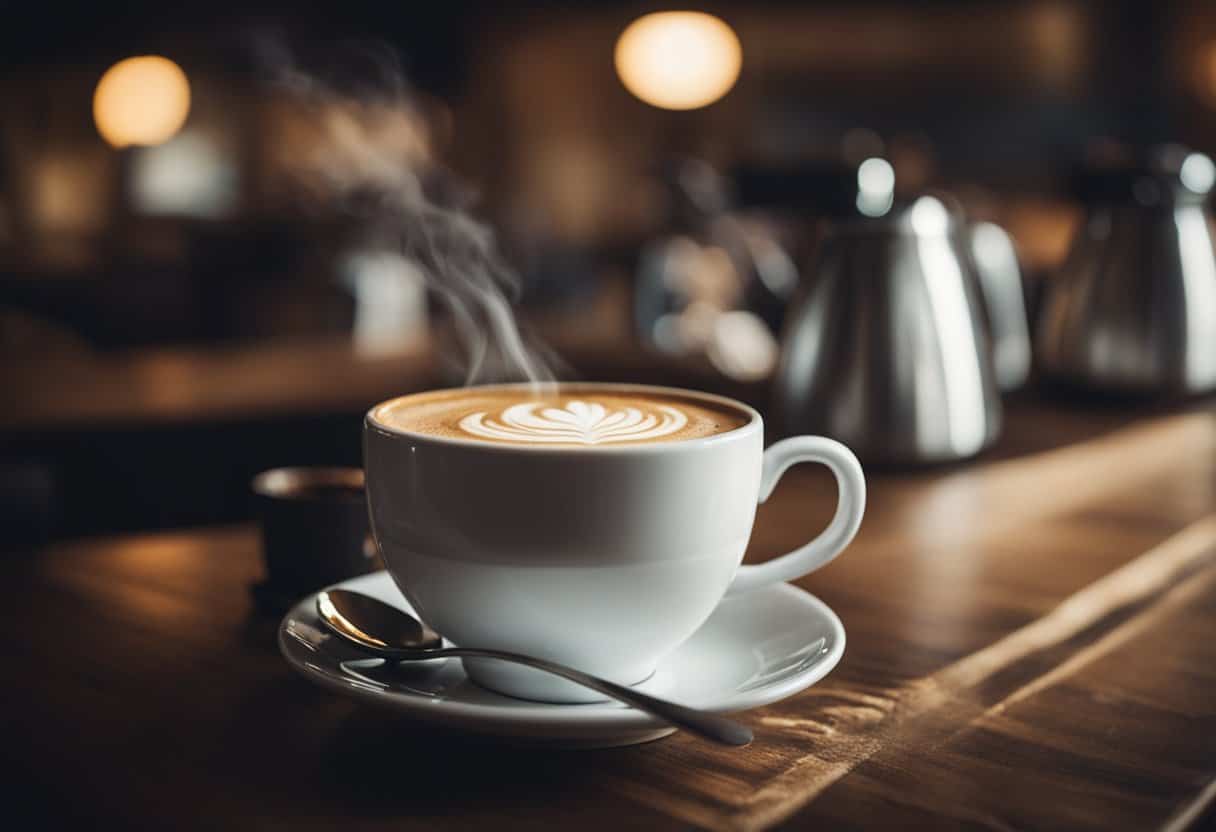 A steaming cappuccino sits next to a hot cup of coffee, showcasing the contrast in color and texture between the frothy milk and dark, rich coffee