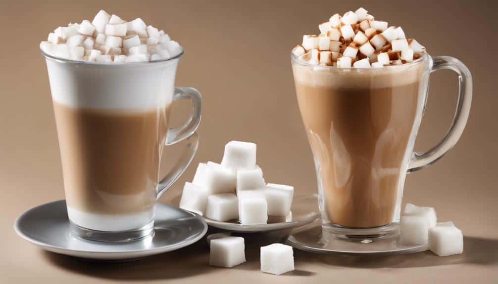 sugar content in cappuccinos