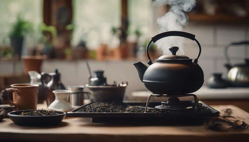 brewing tea in cast iron