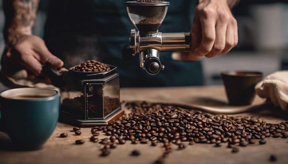 grinding coffee beans finely